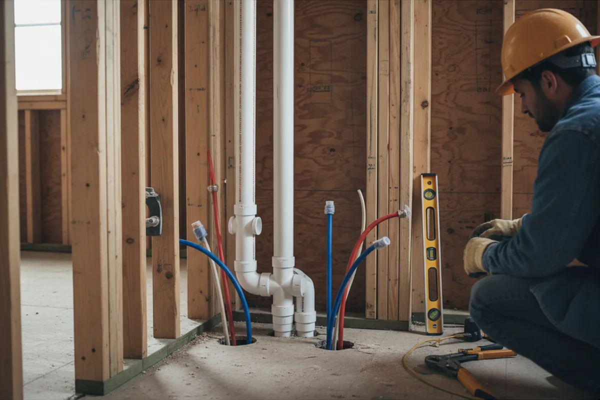 Drain and supply rough-in during Garbage Disposal Repair in Glenwood